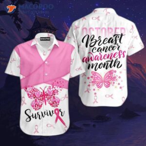 The Fighters Never Give Up Hope For Breast Cancer Awareness Hawaiian Shirts.