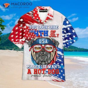 the fourth of july shirt makes me want a hot dog its patriotic hawaiian design is very independence day inspired 0