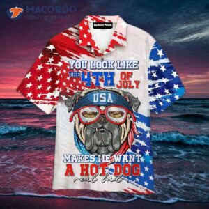 The Fourth Of July Shirt Makes Me Want A Hot Dog; Its Patriotic Hawaiian Design Is Very Independence Day-inspired.