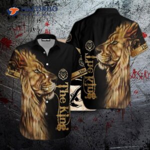 The King Lion Tropical Black Hawaiian Shirt