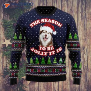 The Season To Be Jolly: Siberian Husky Ugly Christmas Sweater