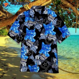 the thin blue cat line with american flag hawaiian shirts 0