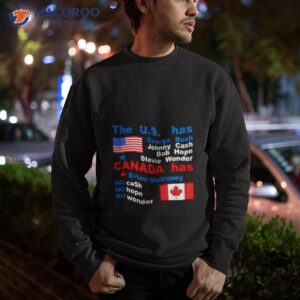 the us has george bush johnny cash bob hope stevie wonder canada has brian mulroney shirt sweatshirt