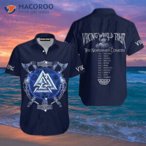 the viking world tour dark blue hawaiian shirts 0