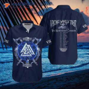 the viking world tour dark blue hawaiian shirts 1