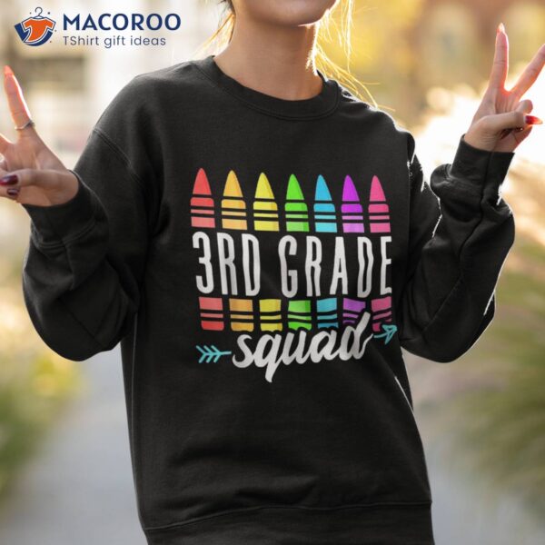 Third 3rd Grade Squad Crayon Back To School Teacher Student Shirt