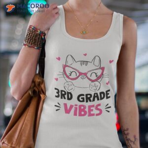 third 3rd grade vibes back to school cute cat for girls shirt tank top 4