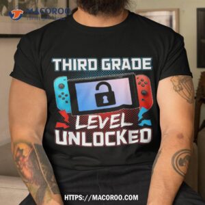 third grade level unlocked first day back to school gamer shirt tshirt