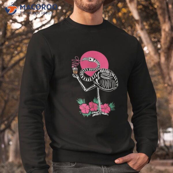 Thirsty Skeleton Flamingo Animal Tropical Bird Halloween Shirt