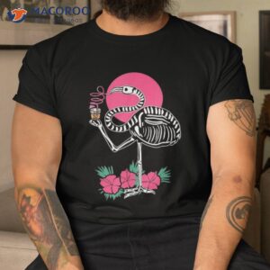 thirsty skeleton flamingo animal tropical bird halloween shirt tshirt