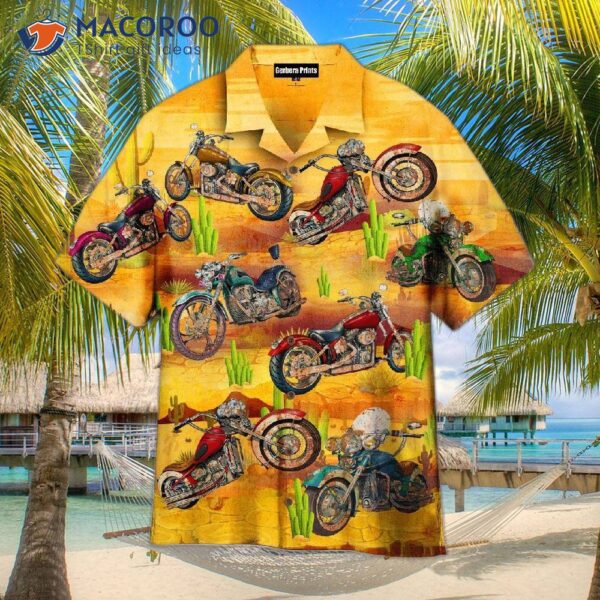 This Is An Awesome, So Cool, Vintage Hawaiian Shirt For Motorcycles.