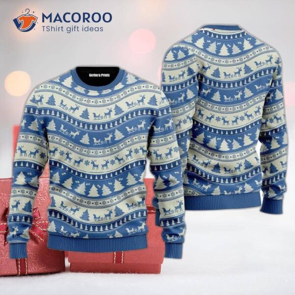 This Is An Ugly Blue Holiday Pattern Christmas Sweater.