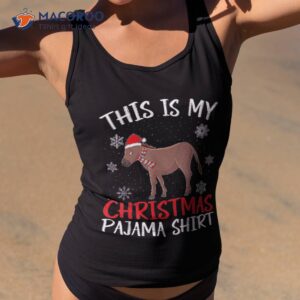 This Is My Christmas Pajama Shirt Donkey Santa Hat Xmas