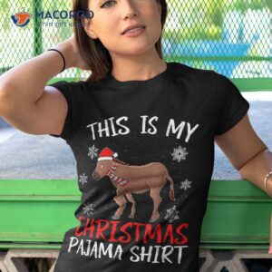 this is my christmas pajama shirt donkey santa hat xmas tshirt 1