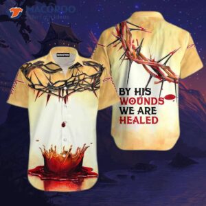 Thorn And Blood Jesus Catholic Yellow White Hawaiian Shirts