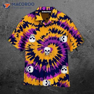 Tie-dye Hawaiian Shirts With Skull Patterns