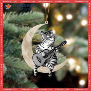 Tiger Sitting On The Moon Hanging Flat Custom-shaped Christmas Acrylic Ornament