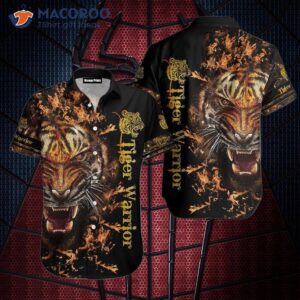 tiger warrior black and orange hawaiian shirts 0