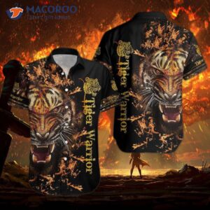 Tiger Warrior Black And Orange Hawaiian Shirts