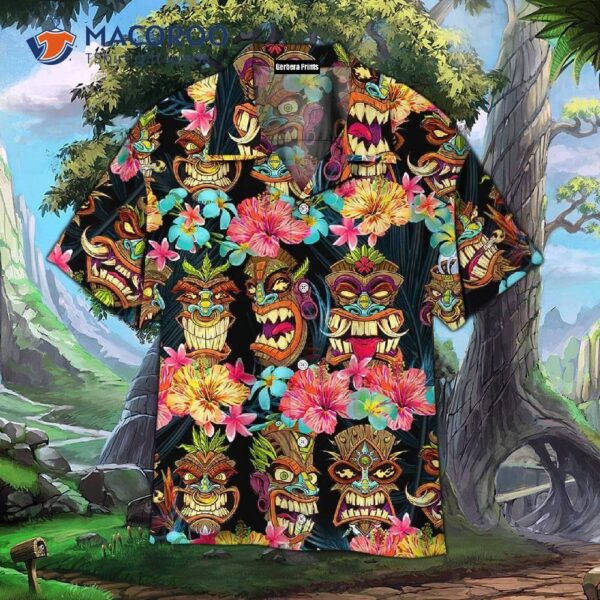 Tiki And Tropical Flower Hawaiian Shirts