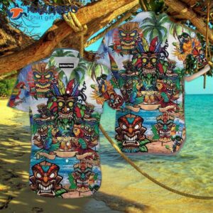 Tiki On The Beach Colorful Hawaiian Shirts