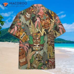 tiki party brown hawaiian shirts 0