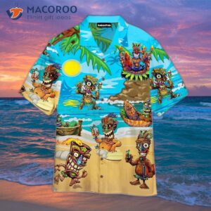 Tiki Sun And Blue Beach Hawaiian Shirt