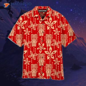 Tiki Tapa Pattern Red Hawaiian Shirts