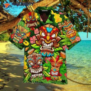 Tiki Tribe Leaves Pattern Hawaiian Shirts
