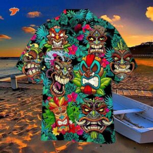 Tiki Tropical Floral Hawaiian Shirts