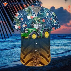 tractor blue leaf hawaiian shirts 0