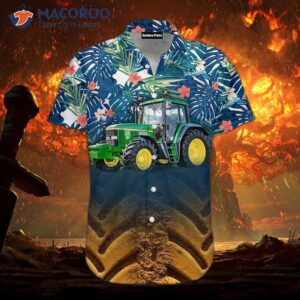 tractor blue leaf hawaiian shirts 1