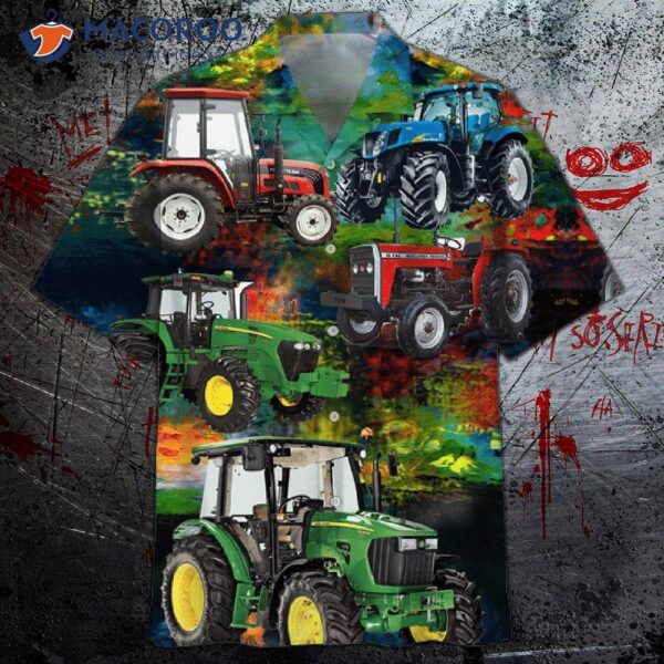 Tractor-print Hawaiian Shirt