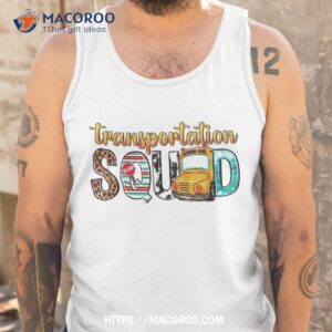 transportation squad back to school bus leopard teacher shirt tank top