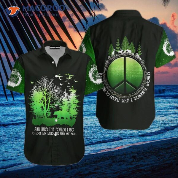 Trees, Camping, Green, Black, And Green Hawaiian Shirts