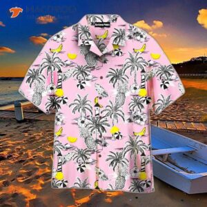 Trees, Fruit, And A Beautiful Island With Palm Pink Hawaiian Shirts.
