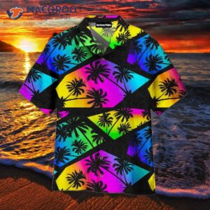 Trees With Colorful Tropical, Black, And Purple Hawaiian Shirts