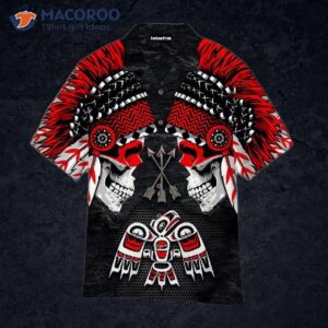 tribal skull native american hawaiian shirts 0