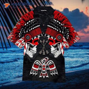tribal skull native american hawaiian shirts 1