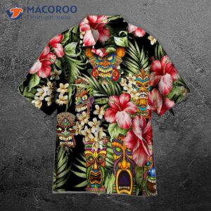 Tribal Tiki Tropical Hibiscus Flower Hawaiian Shirts