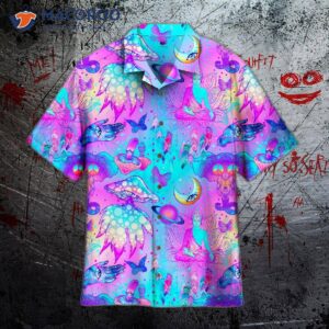 Trippy Hippie Magic Mushroom Neon Peace Hawaiian Shirts