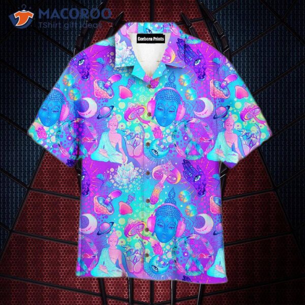 Trippy Hippie Neon Mushroom Hawaiian Shirts
