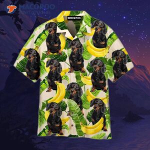 tropical banana patterned hawaiian shirts for dachshunds in the summer 0