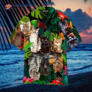 Tropical “believe In Yourself” Cat Tiger Hawaiian Shirts