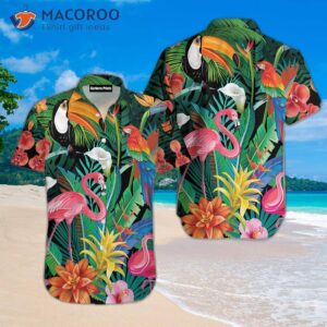 Tropical Flamingo-green Hawaiian Shirts