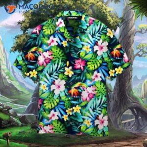 Tropical Flower And Palm Leaf Floral Pattern Hawaiian Shirts