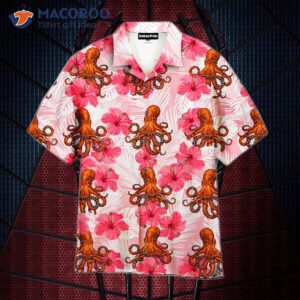 tropical flowers hibiscus and pink flowers hawaiian shirts 0