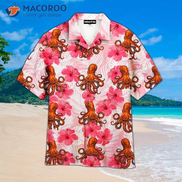 Tropical Flowers, Hibiscus, And Pink Flowers; Hawaiian Shirts.