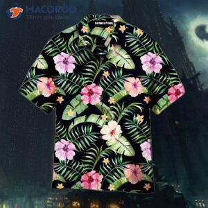 tropical flowers on green hawaiian shirts 0