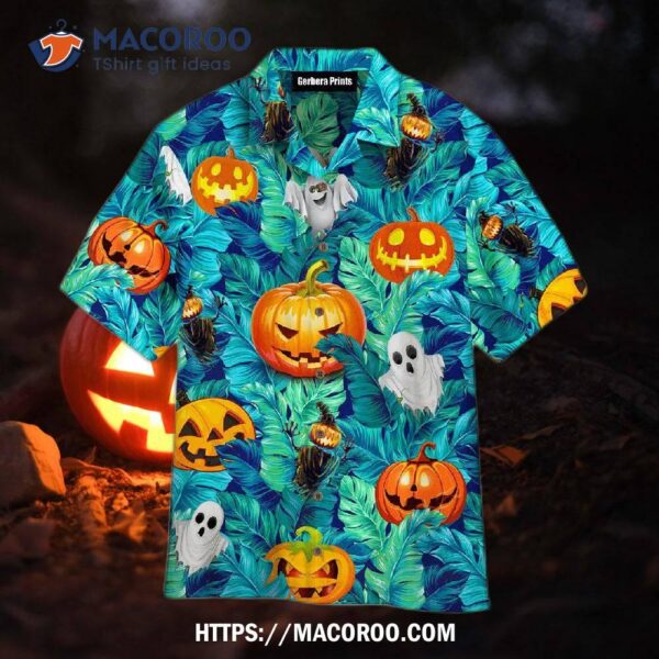 Tropical Halloween Pumpkin Ghost Devil Hawaiian Shirts, Halloween Gifts For Her